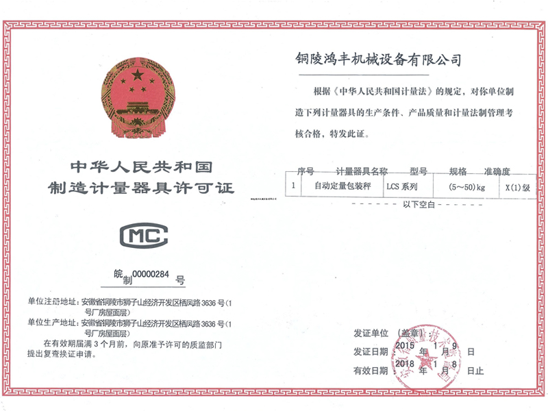 license for manufacturing measuring instruments